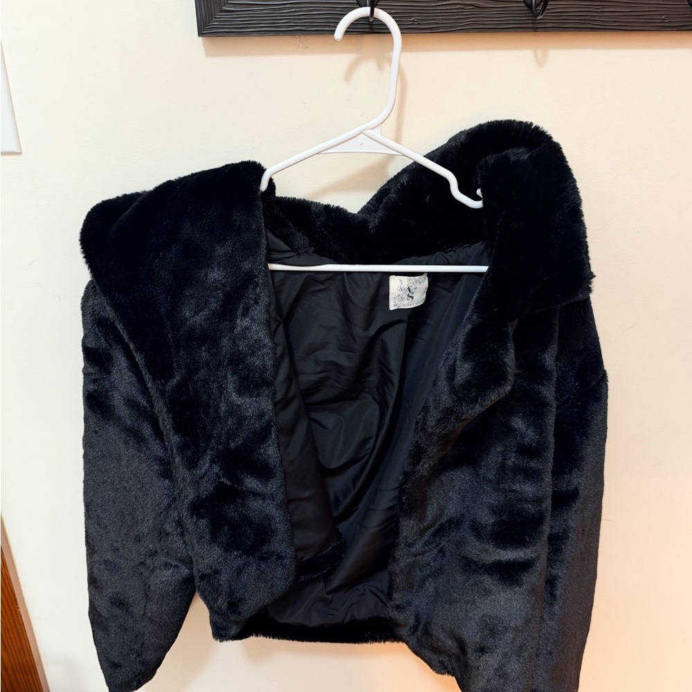 Altar'd State Black Faux Fur Teddy Jacket